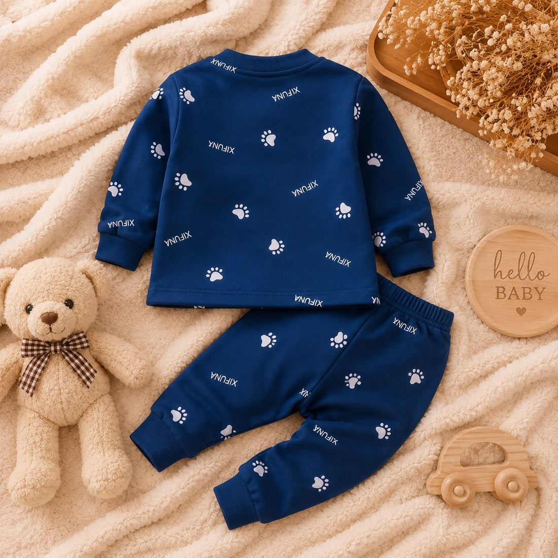 Baby Boys Cotton Full Sleeve Co-Ord Set | Printed T-Shirt &amp; Jogger Pants