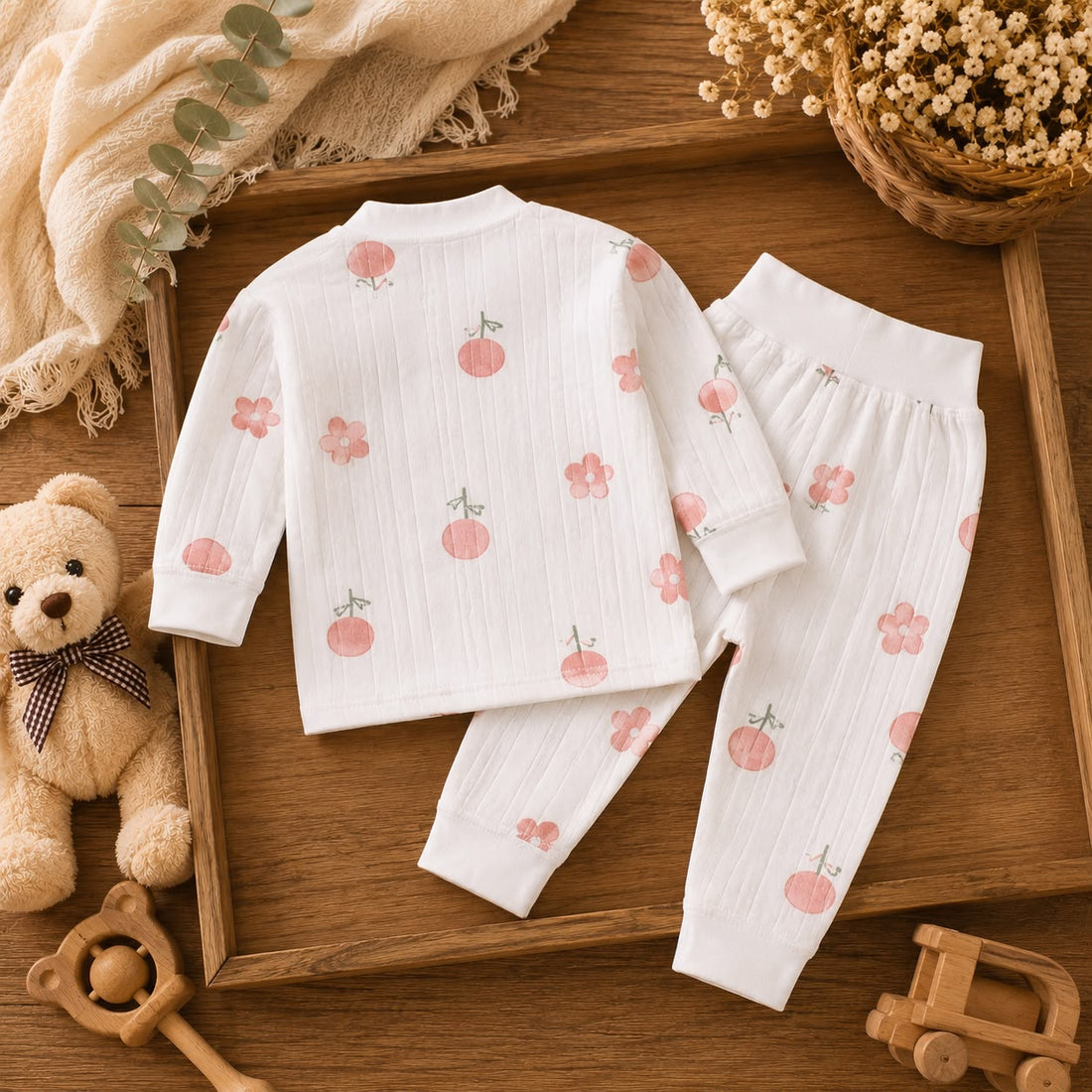 Baby Girls Cotton Full Sleeve Co-Ord Set | Printed Top &amp; Jogger Pants