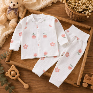 Baby Girls Cotton Full Sleeve Co-Ord Set | Printed Top &amp; Jogger Pants