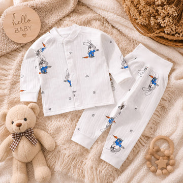 Baby Cotton Full Sleeve Co-Ord Set | Printed Top &amp; Jogger Pants