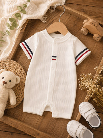 Baby Cotton Half Sleeve Romper | Soft Ribbed Onesie