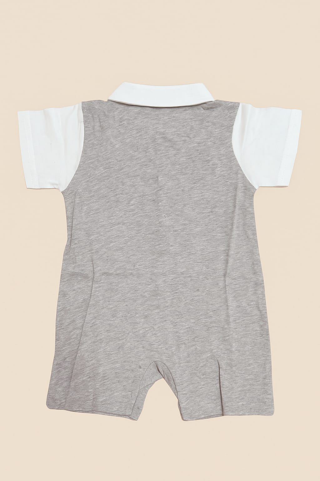 Knitted Cotton Baby Romper – Grey Bow Tie Formal Outfit