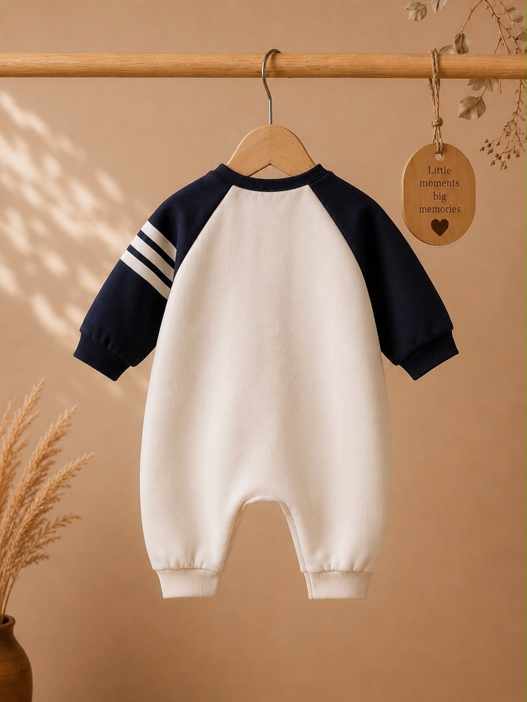 Baby Cotton Teddy Appliqué Romper – soft Full Sleeve Outfit