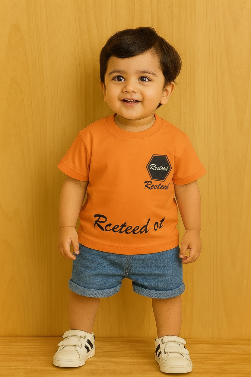 Child in orange t-shirt