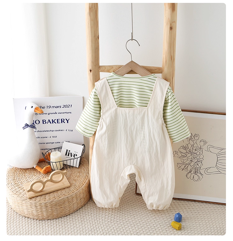 Baby Dinosaur Overall with Green Stripe Tee – Cute 2 Piece Outfit